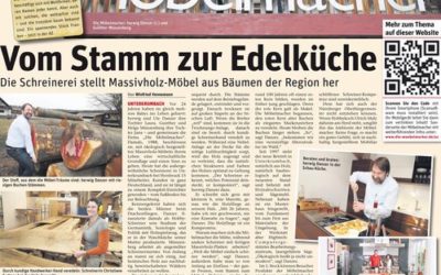 Abendzeitung Nürnberg packt die Möbelmacher samt QR-Code  in 100% Made in Franken-Serie