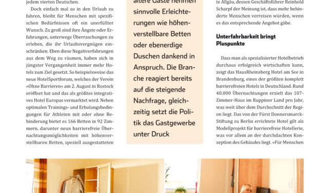 Barrierefreies Hotelzimmer: Artikel in der Zeitschrift Top Hotel