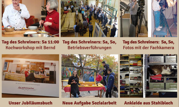 Newsletter 152: Tag des Schreiners + Jubiläumsbuch + Jugendsozialarbeit + NN über Massivholzmöbel