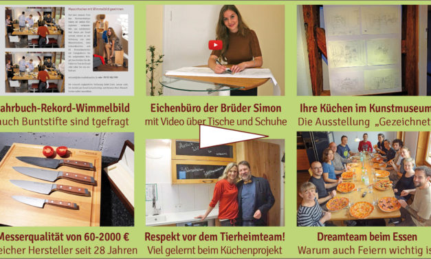 Newsletter 161: Wimmelbilderfolg, neues Eichenbüro, Küchen im Kunstmuseum, Rohe Klöße und Fischstäbchen, Damaszener Messer